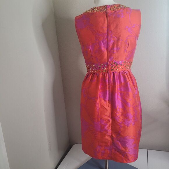 Kate Spade New York size 2 dress embellished sequin pink zip silk studs FLAW - Picture 4 of 16